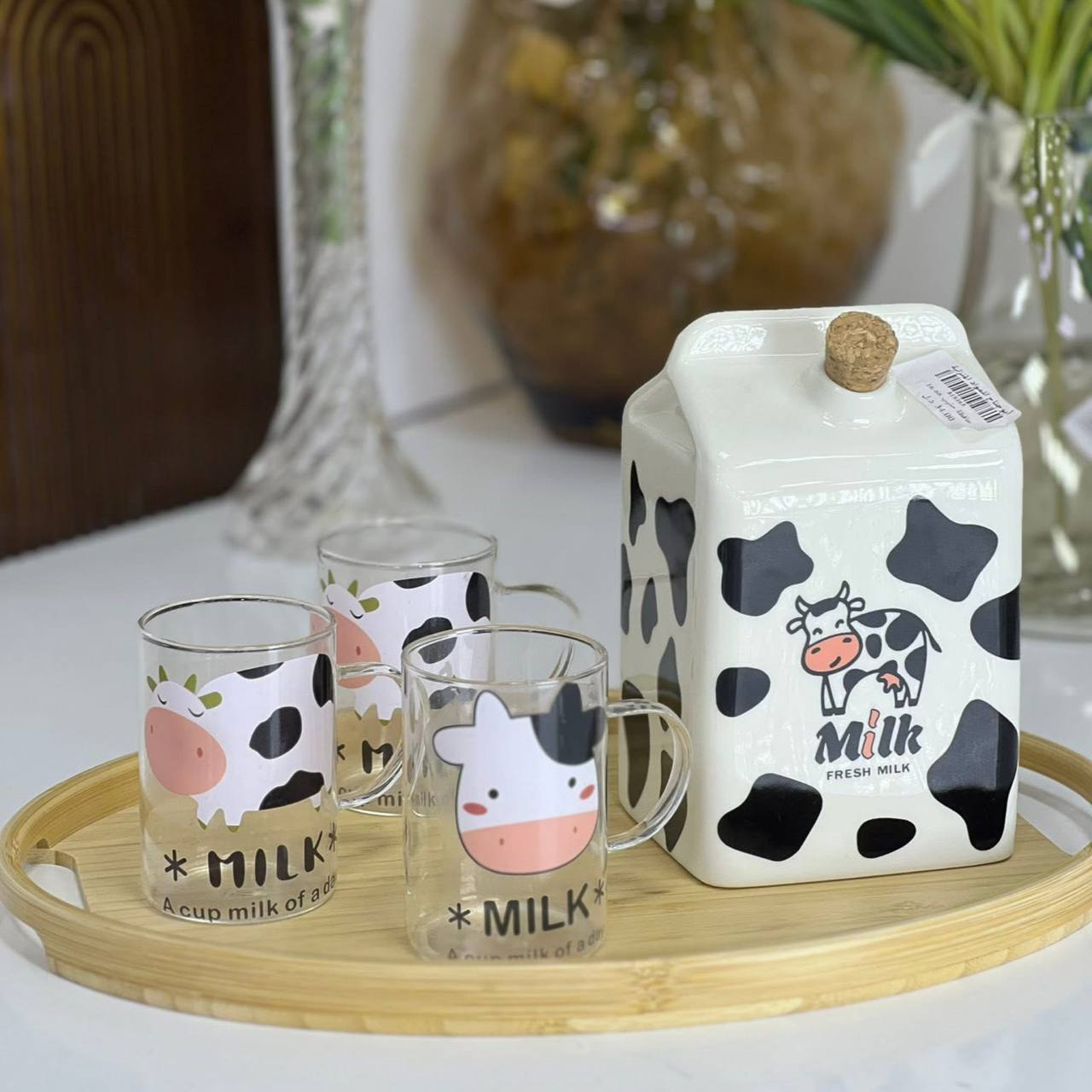 عبوة لبن سيراميك بتصميم البقرة | Cow Design Ceramic Milk Bottle