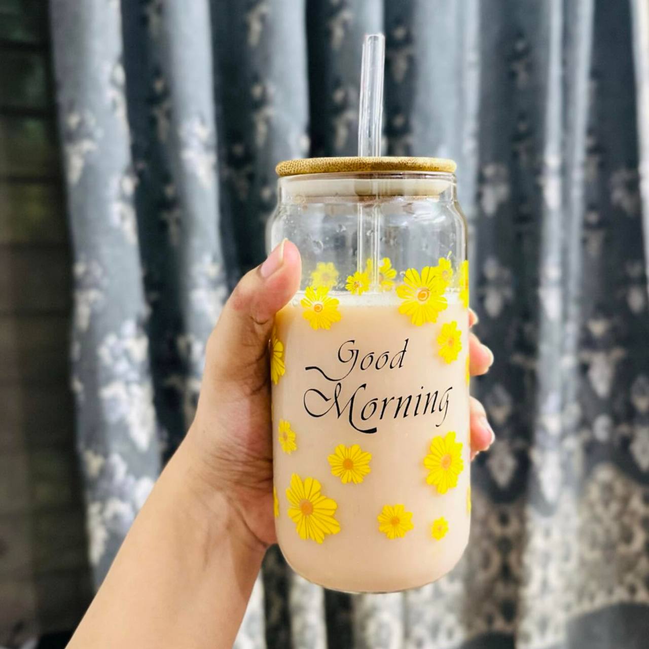 كوب برطمان كانز Sun Flowers | Sunflower Can Glass Mug