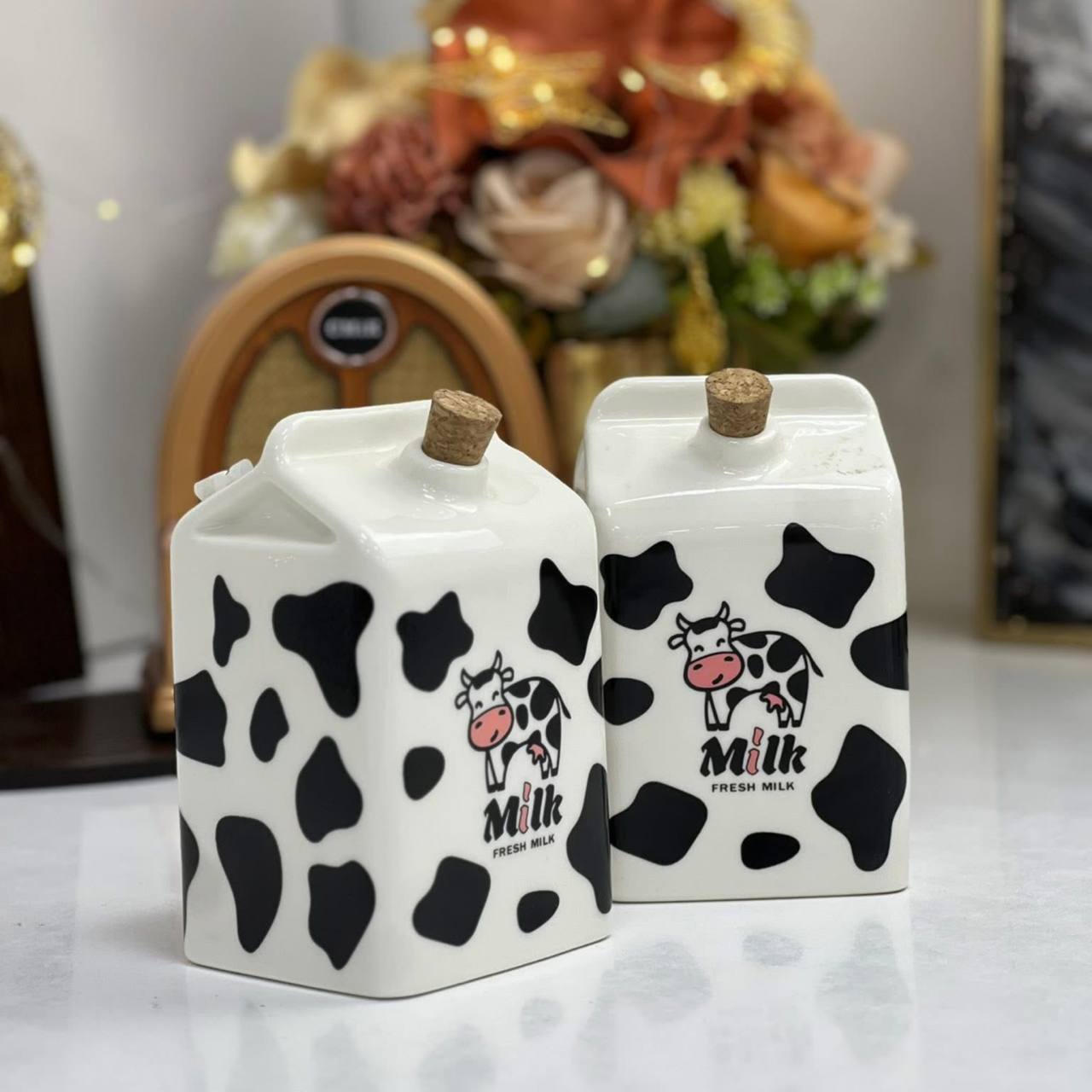 عبوة لبن سيراميك بتصميم البقرة | Cow Design Ceramic Milk Bottle