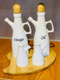 طقم زياتة بورسلين بالمِلحاة | Porcelain Oil & Salt Set (5 Pieces