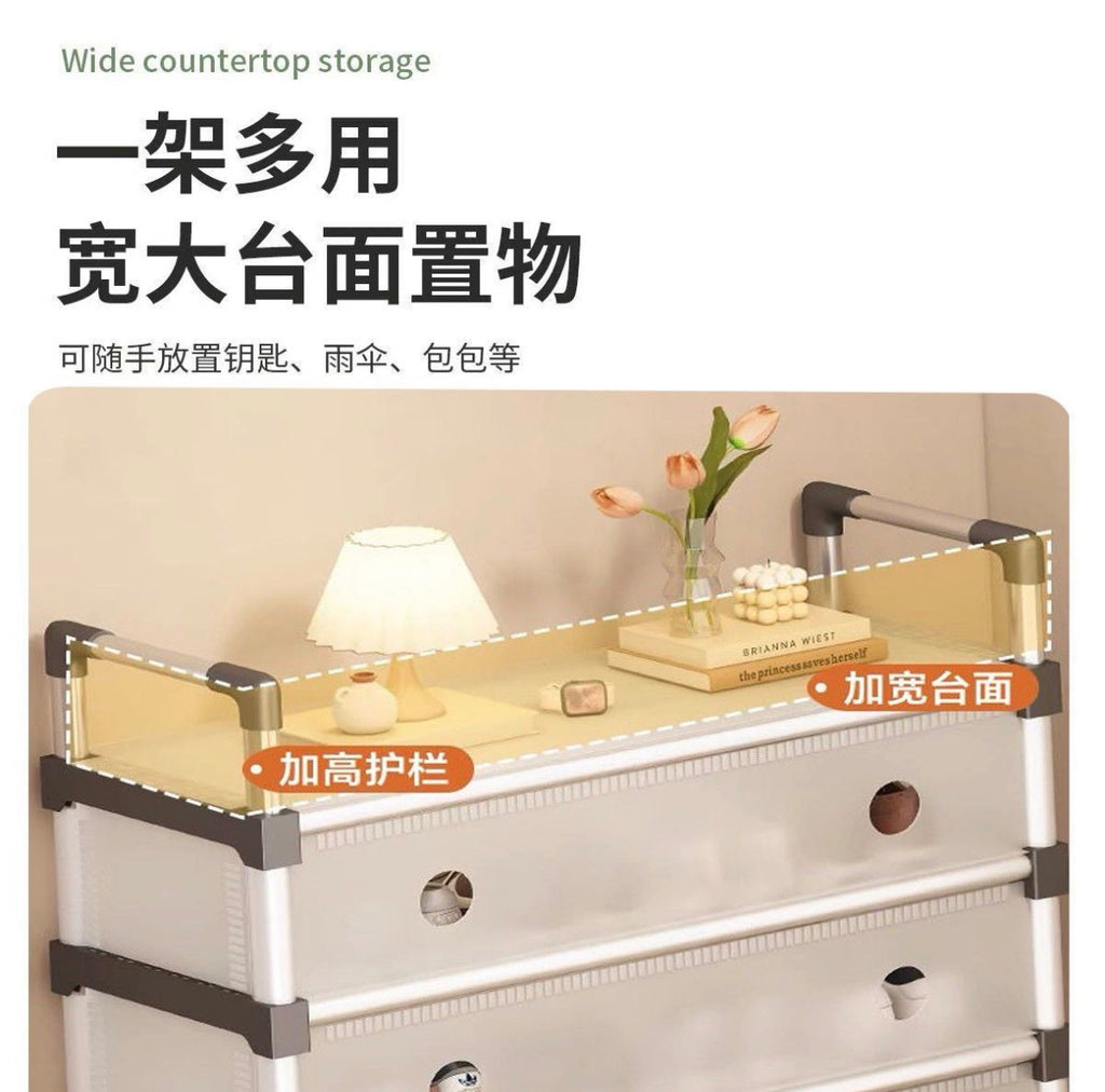 Metal Shoe Storage Cabinet – Tier Space-Saving Shoe Organizer with Ventilated Doors