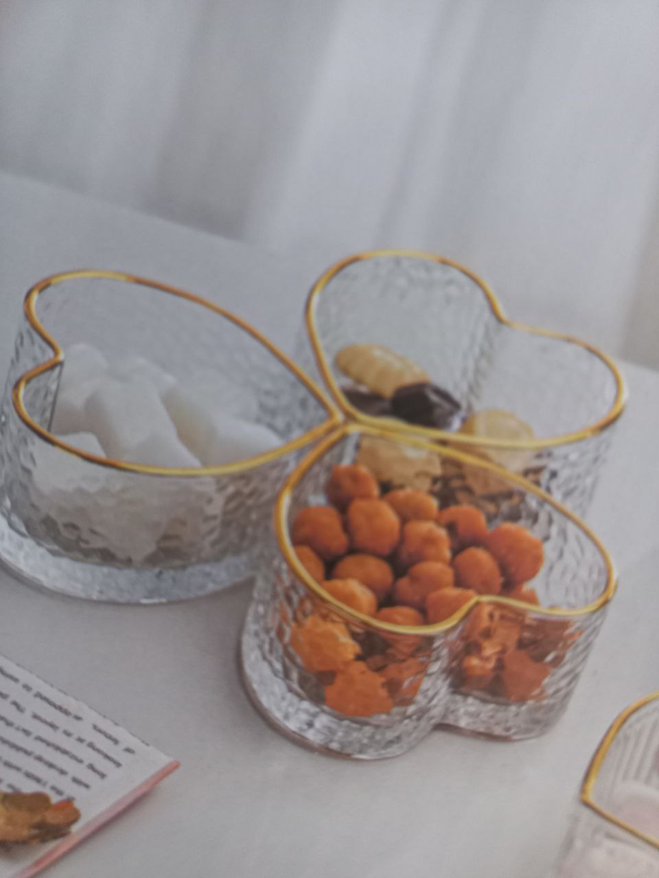 طقم خشاف قلب مضلع إطار جولد 12  |  Gold Rim Heart Dessert Set