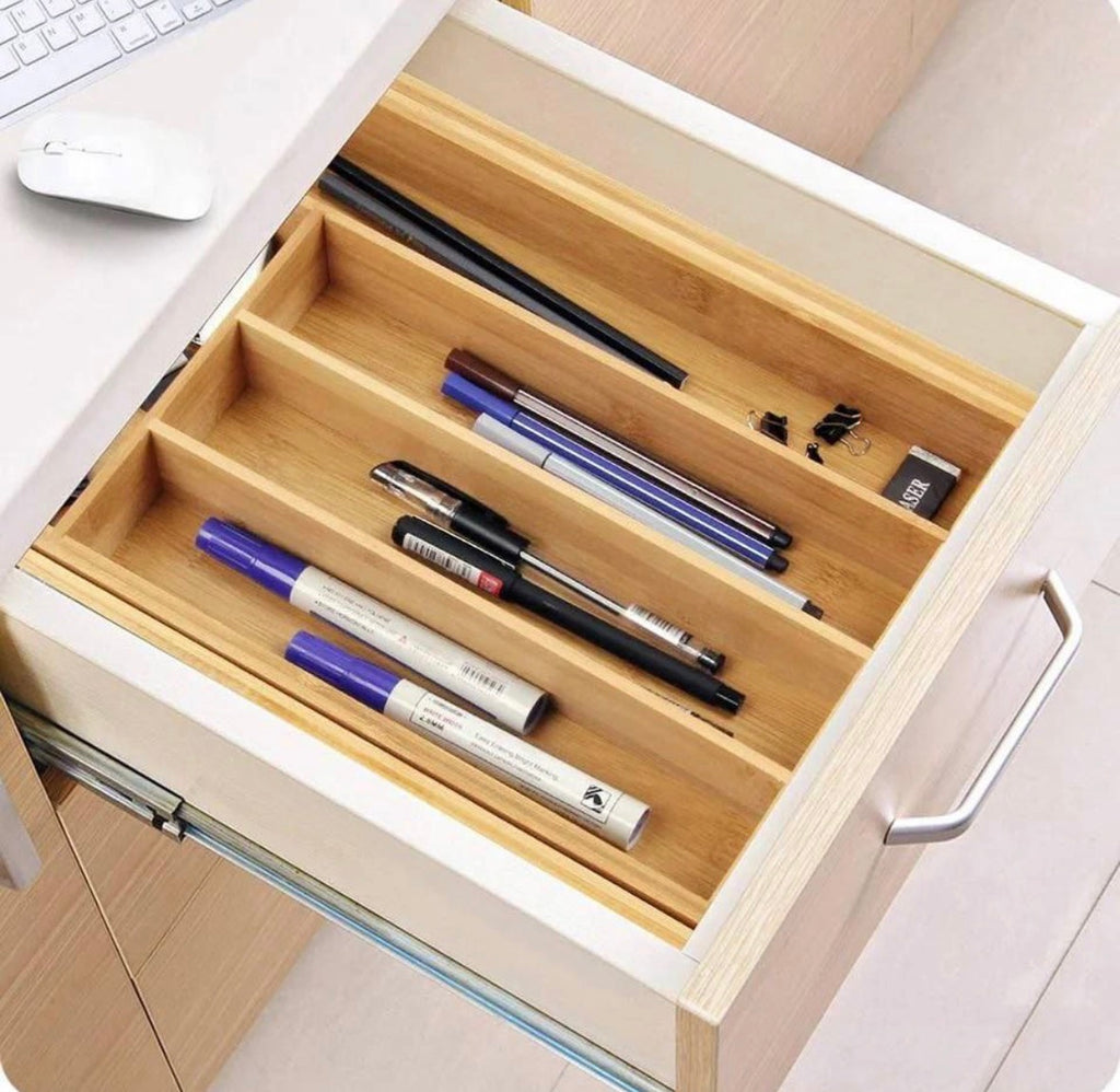 Bamboo cutlery drawer organizer