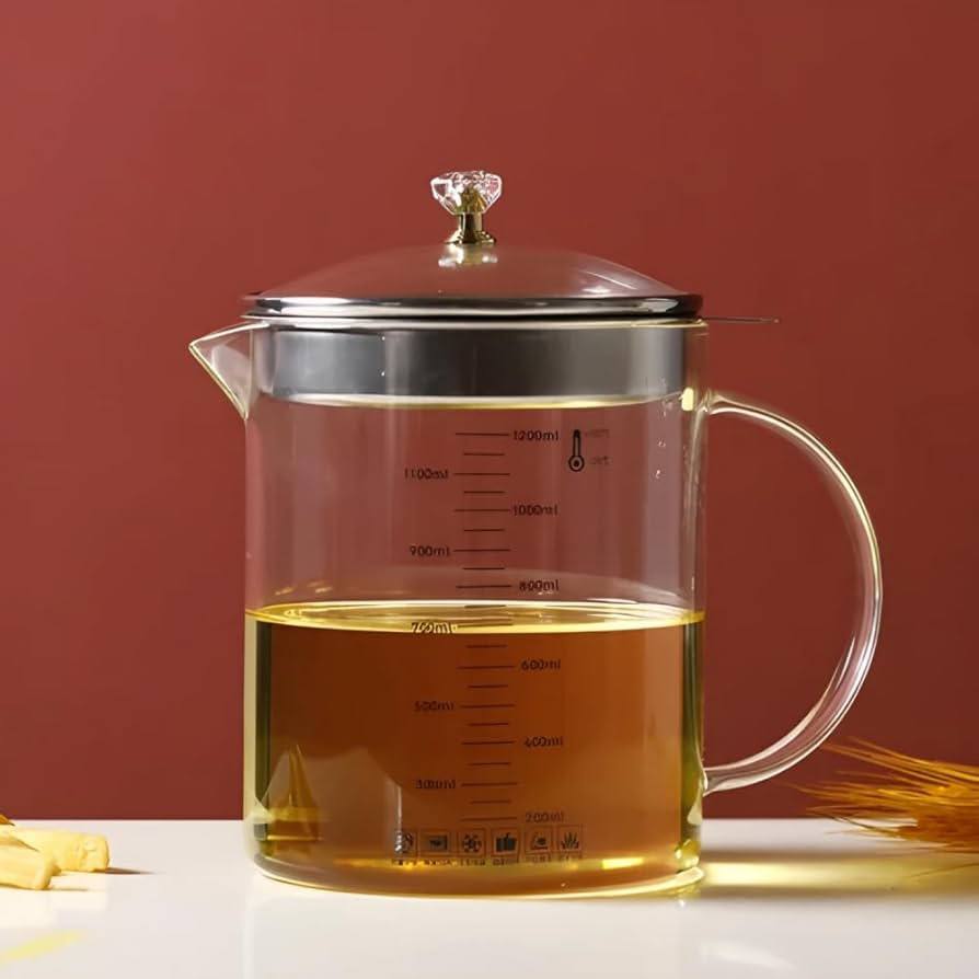 كوكر أويل بيركس العبقري | Pyrex Oil Dispenser with Stainless Steel Lid