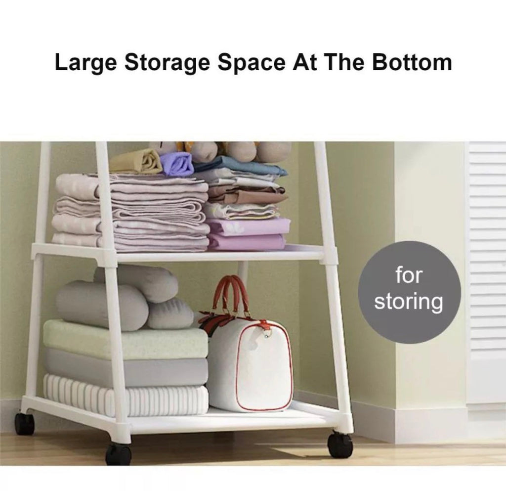 👔Premium Metal Coat Rack
with Wheels & Storage
Shelves