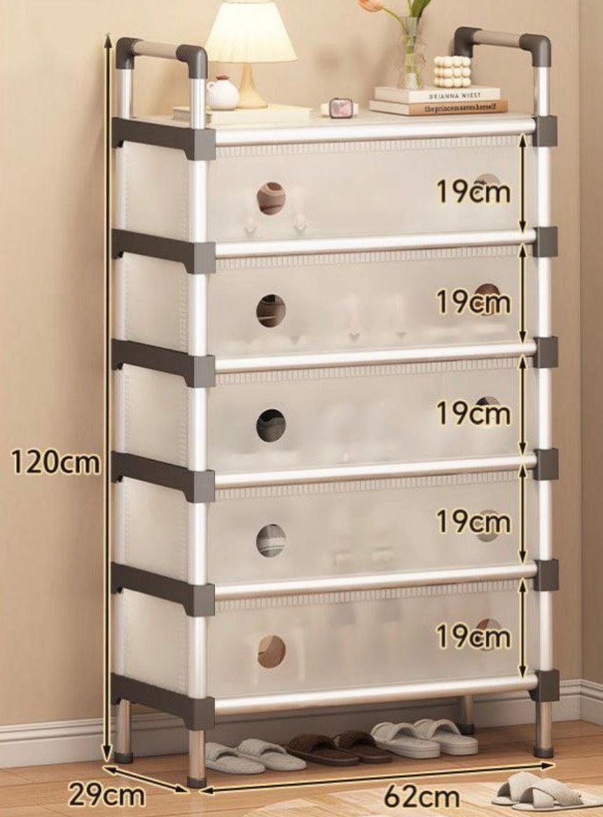Metal Shoe Storage Cabinet – Tier Space-Saving Shoe Organizer with Ventilated Doors