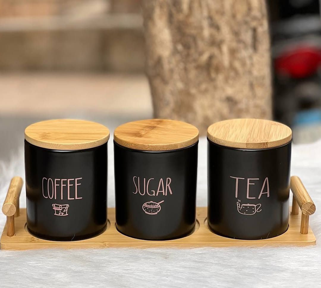 طقم توابل بورسلين 3 قطع أسود | Black Porcelain Spice Set