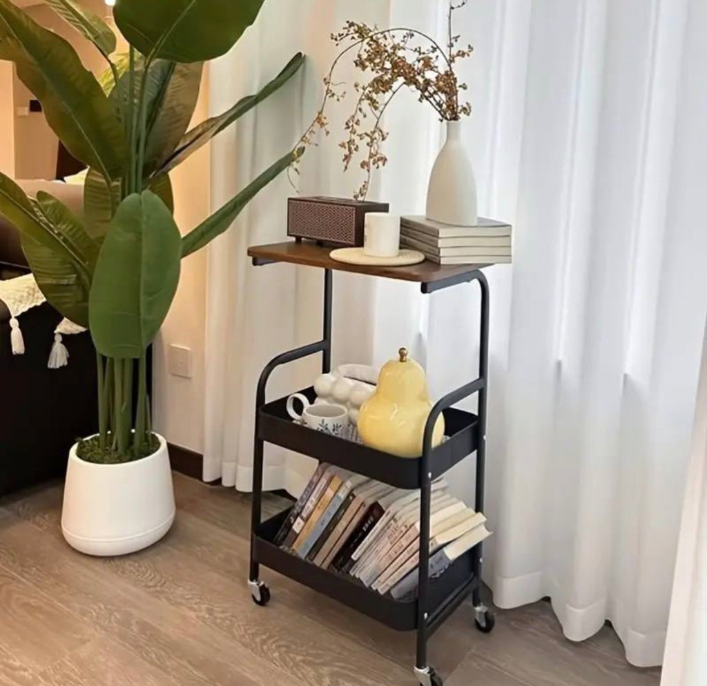 Modern Metal Rolling Side Table – IKEA Quality Style Multi-Purpose Table with Wheels