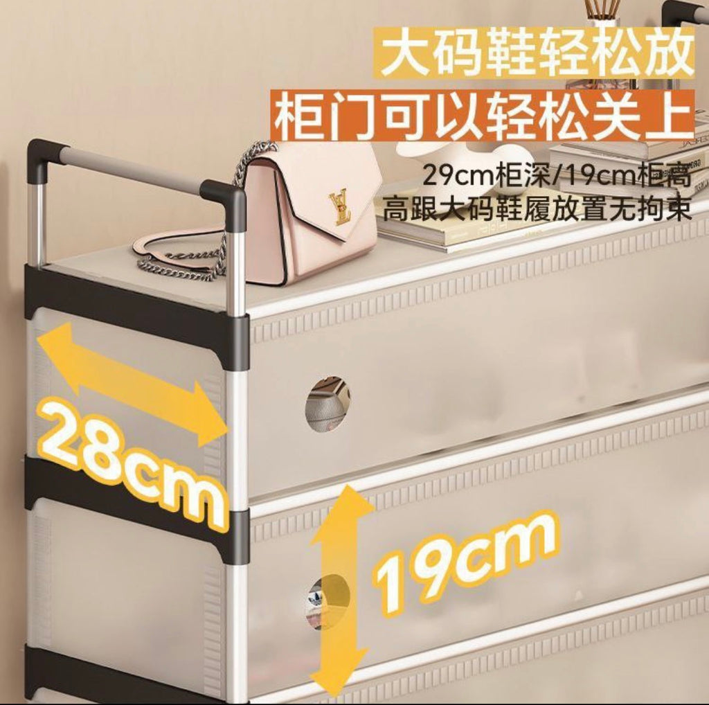Metal Shoe Storage Cabinet – Tier Space-Saving Shoe Organizer with Ventilated Doors