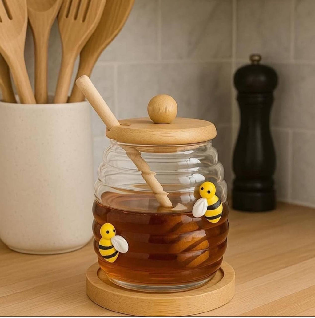 برطمان عسل بملعقة خشب | Honey Jar with Wooden Spoon