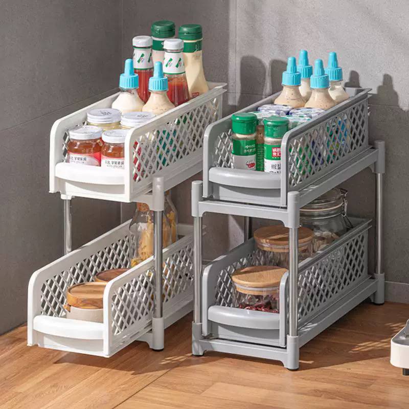 منظم تحت الحوض بأرفف متحركة | Under Sink Storage Organizer