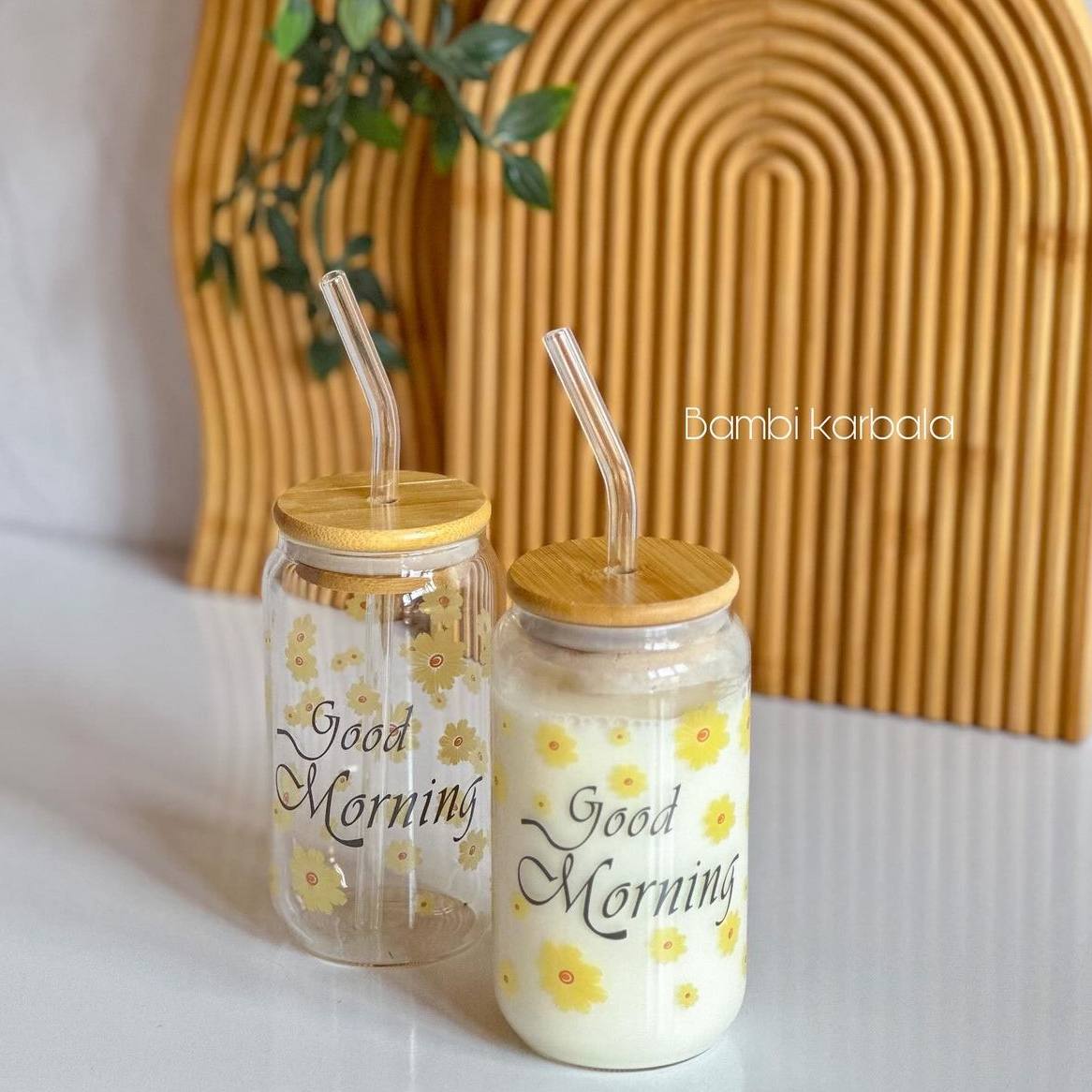 كوب برطمان كانز Sun Flowers | Sunflower Can Glass Mug