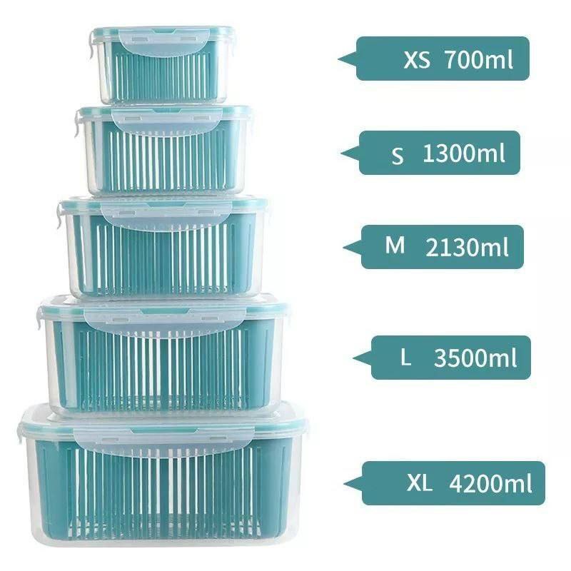 طقم علب ثلاجة 5×1 مع مصفاة | Refrigerator Storage Box Set