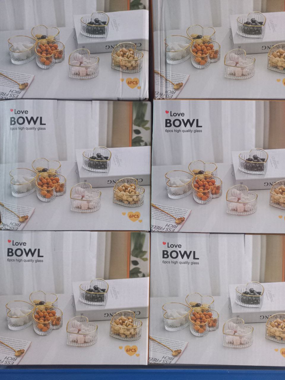 طقم خشاف قلب مضلع إطار جولد 12  |  Gold Rim Heart Dessert Set