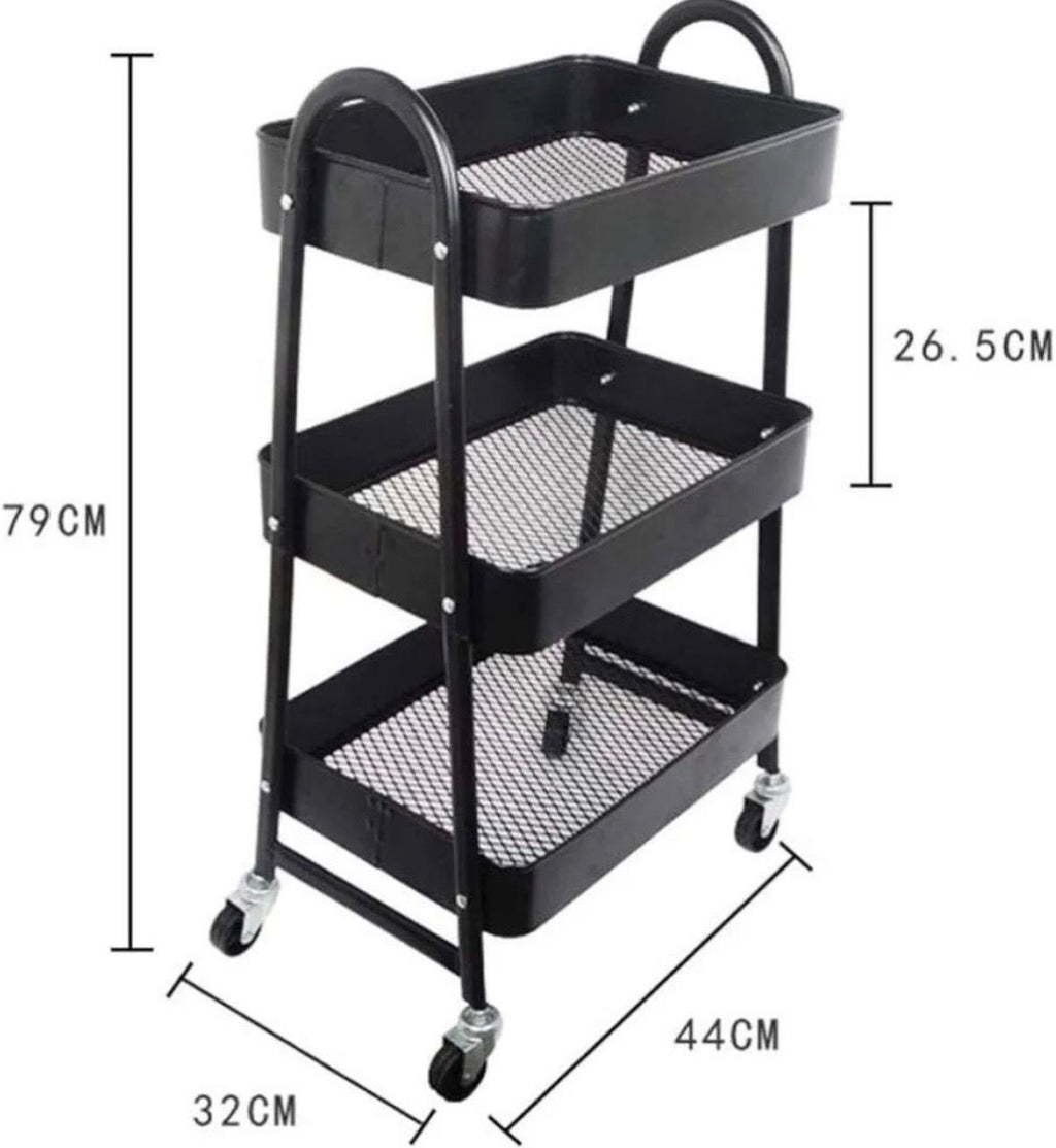 IKEA 3-Tier Metal Rolling Storage Cart – Multi-Purpose Organizer with Wheels (Rust-Resistant)