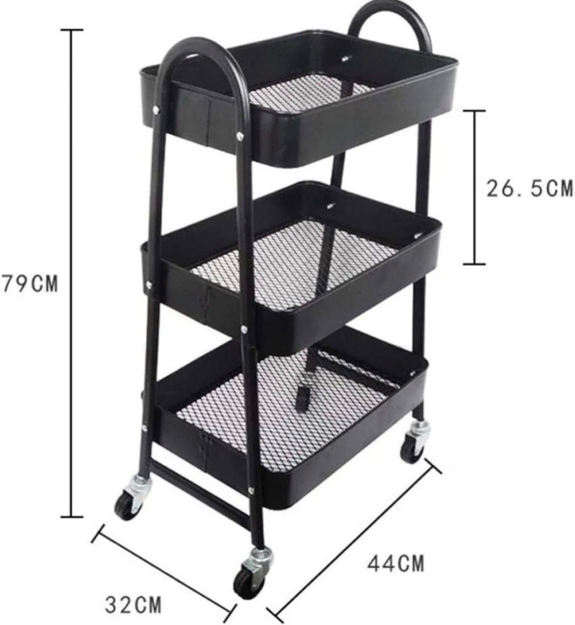 IKEA 3-Tier Metal Rolling Storage Cart – Multi-Purpose Organizer with Wheels (Rust-Resistant)
