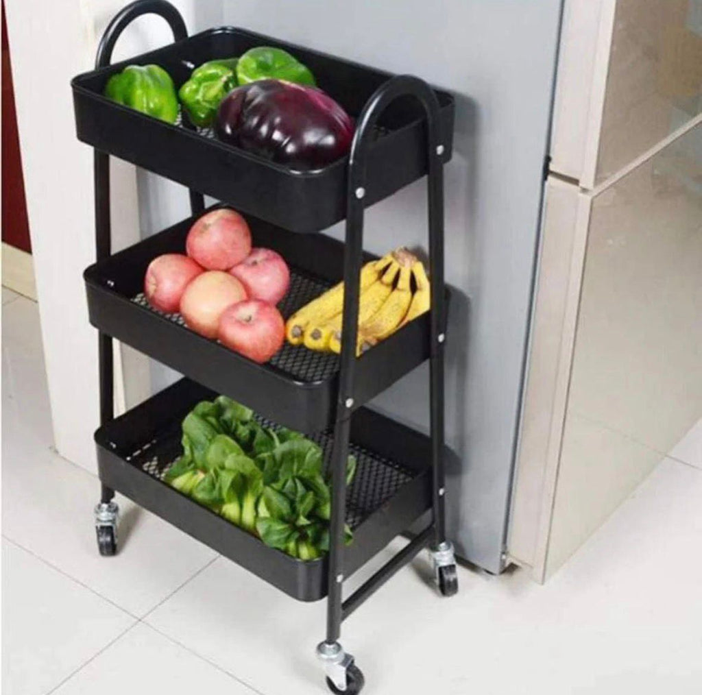 IKEA 3-Tier Metal Rolling Storage Cart – Multi-Purpose Organizer with Wheels (Rust-Resistant)
