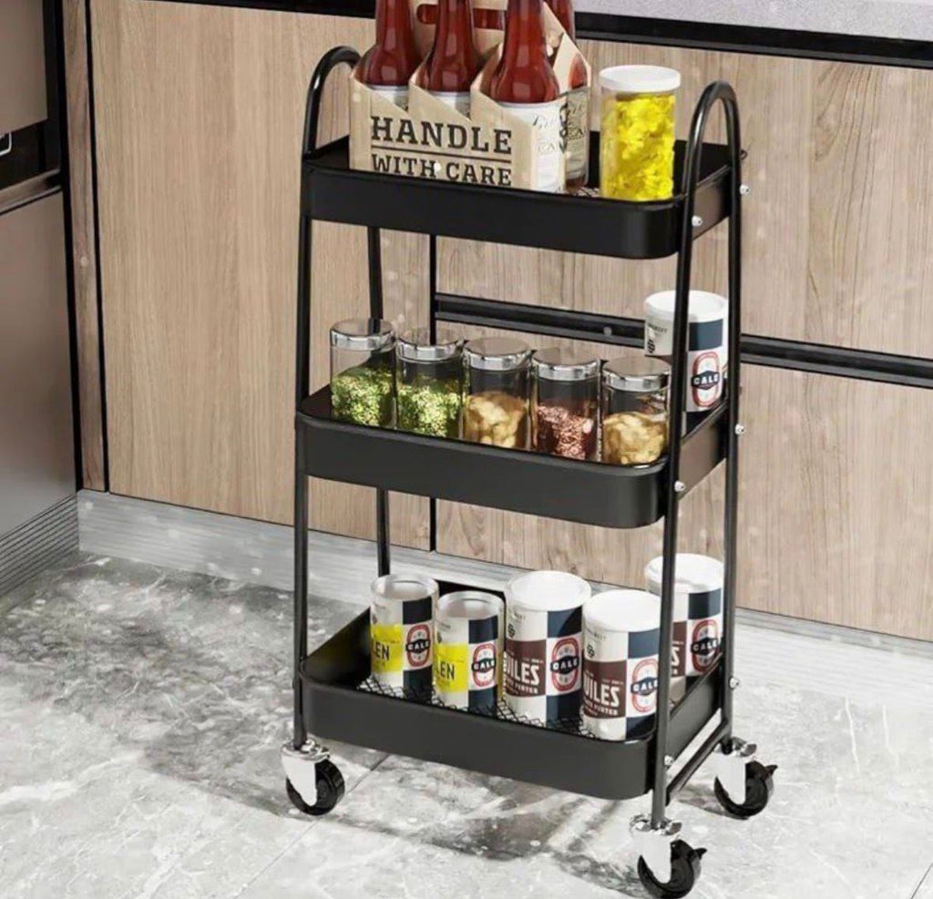 IKEA 3-Tier Metal Rolling Storage Cart – Multi-Purpose Organizer with Wheels (Rust-Resistant)
