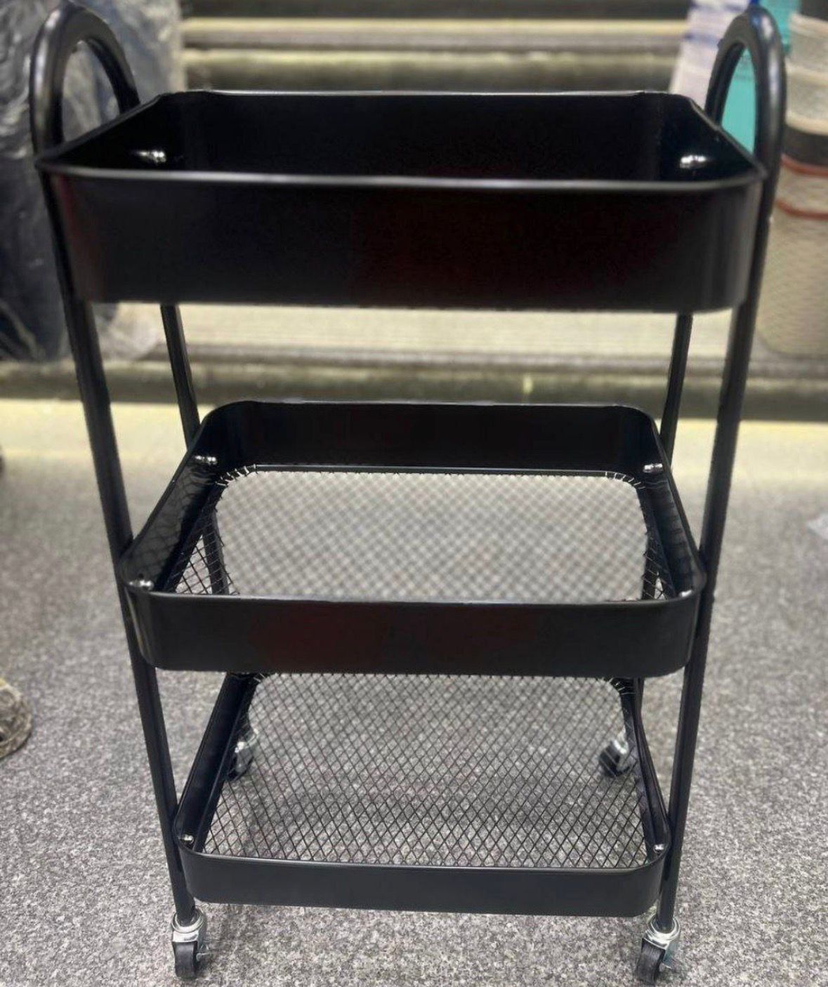 IKEA 3-Tier Metal Rolling Storage Cart – Multi-Purpose Organizer with Wheels (Rust-Resistant)