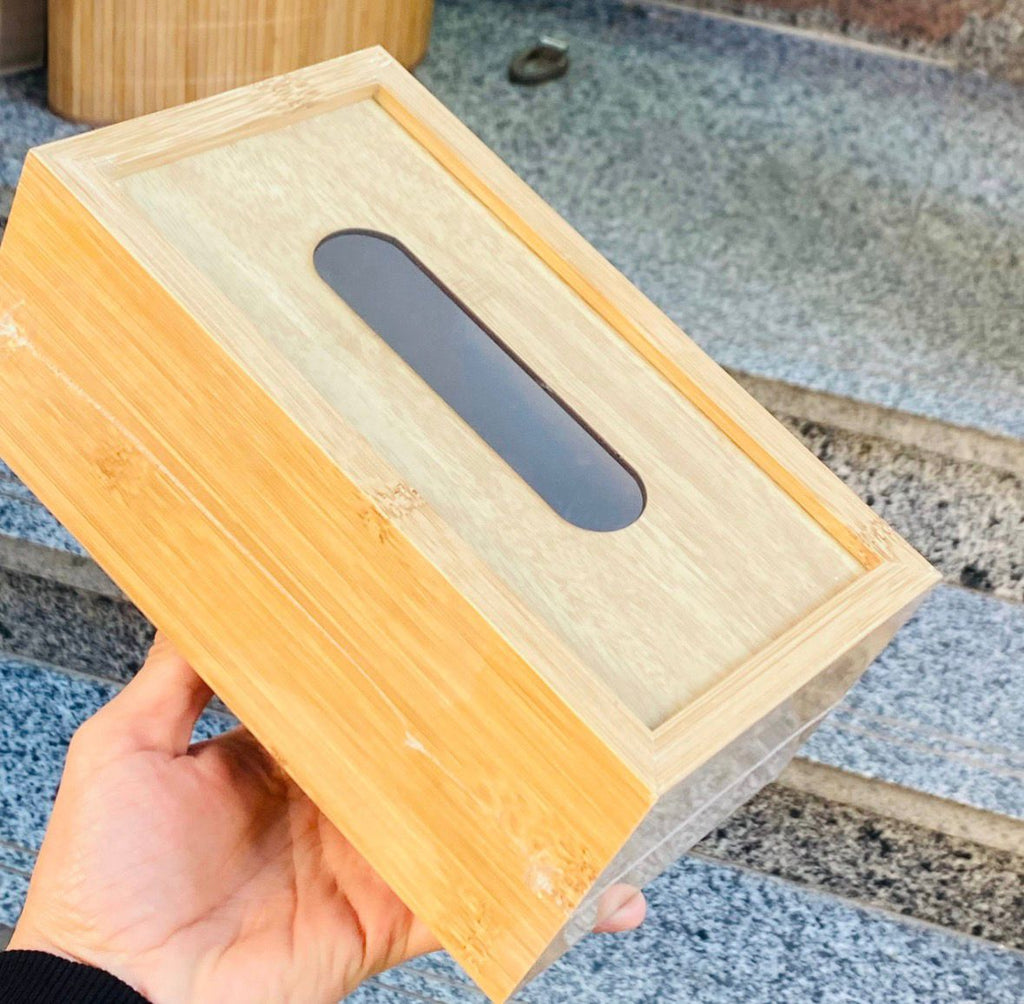 علبة مناديل خشب بامبو | Bamboo Tissue Box