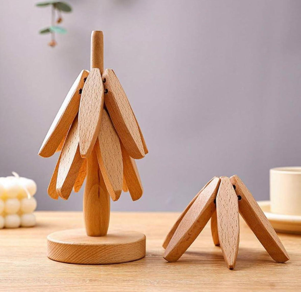 كوستر خشب شجرة 6×1 | Bamboo Tree Coaster Set