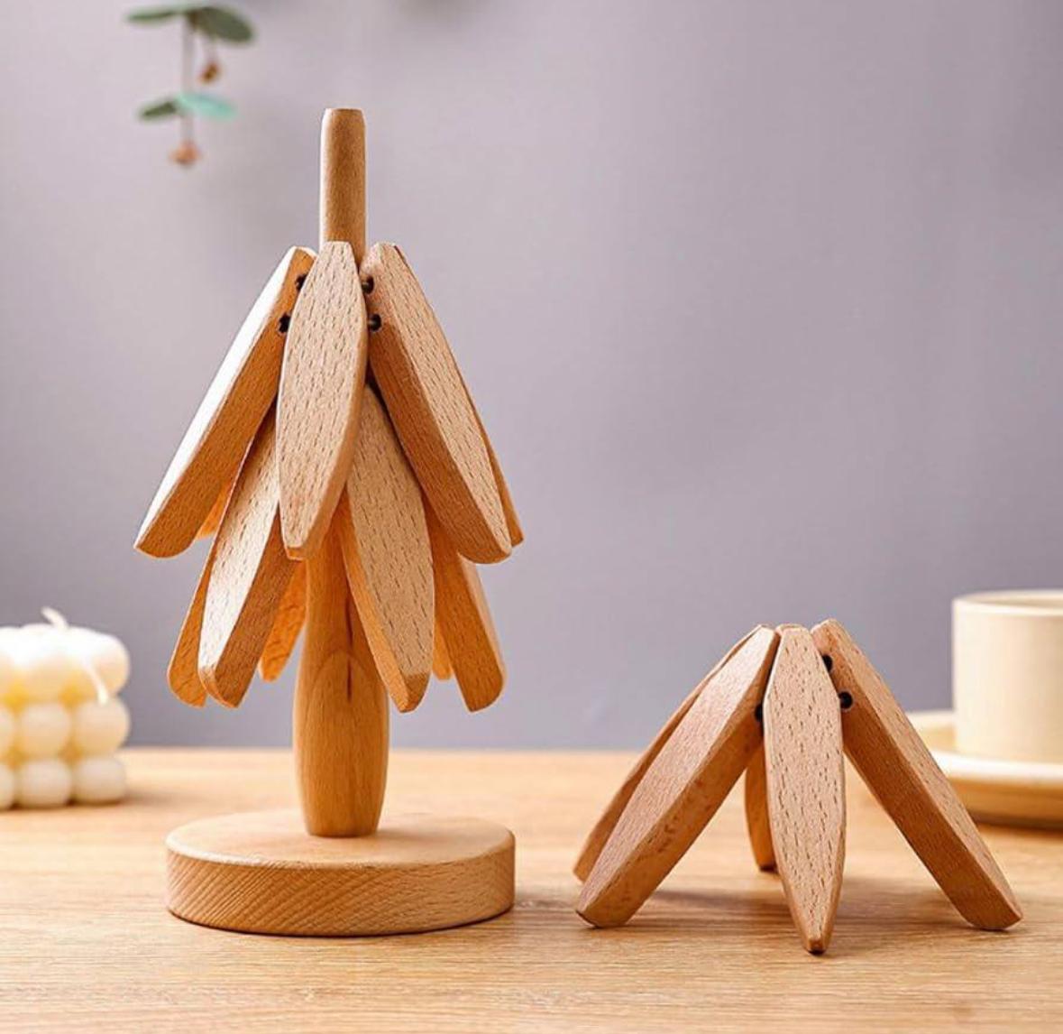 كوستر خشب شجرة 6×1 | Bamboo Tree Coaster Set