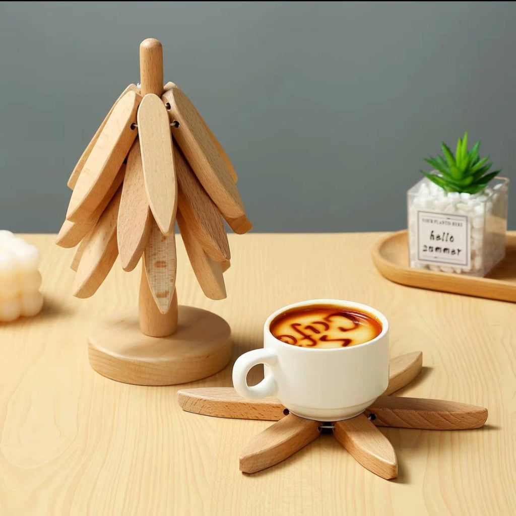 كوستر خشب شجرة 6×1 | Bamboo Tree Coaster Set