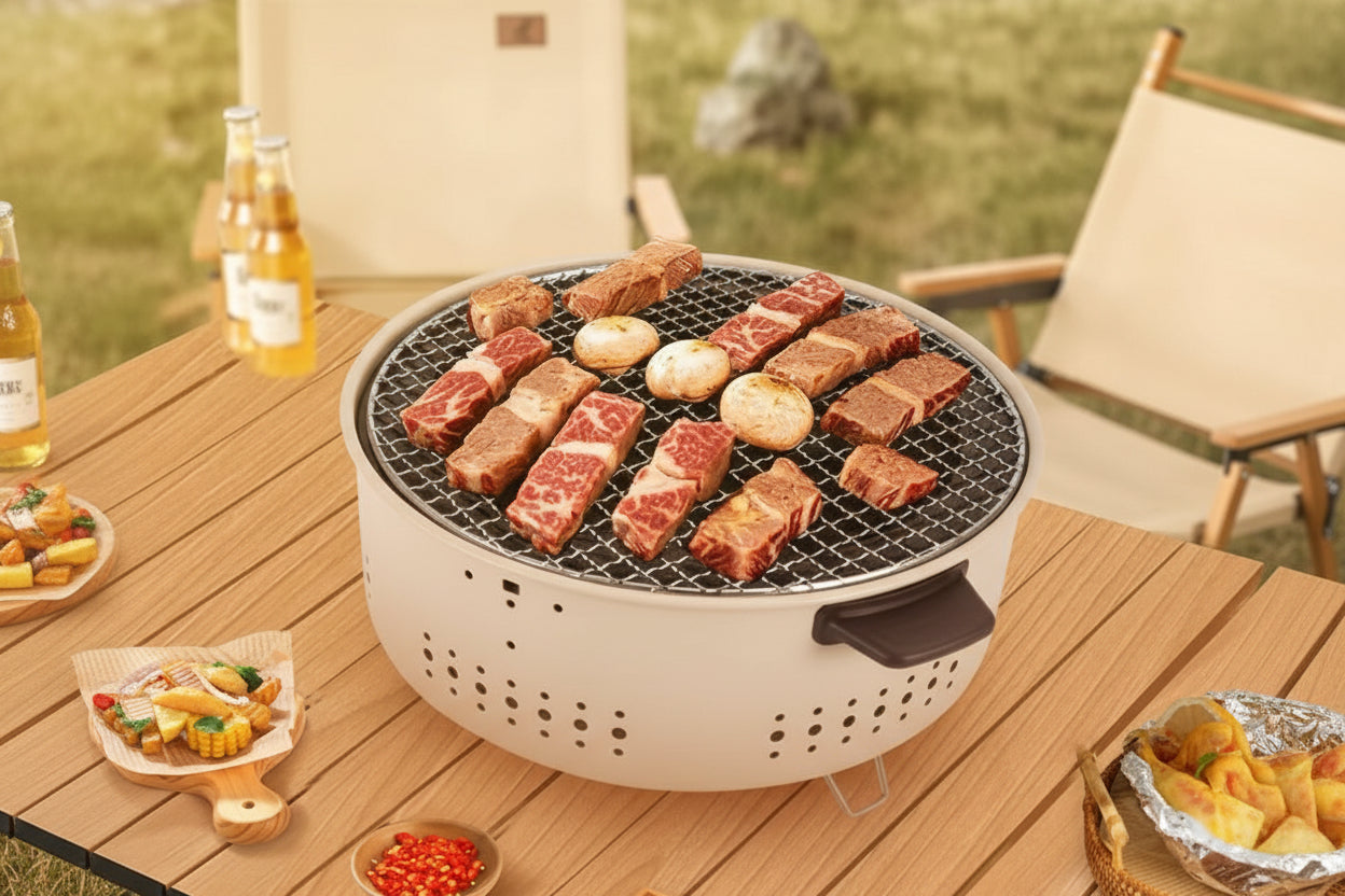 شواية فحم مدورة بالشبكة | Round Charcoal Grill