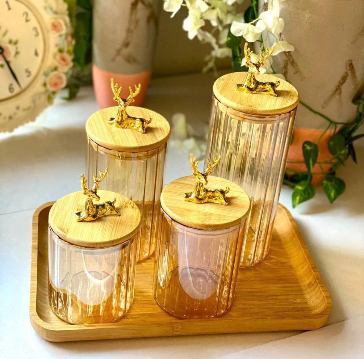 كاندي جار بيركس | Glass Storage Jar with Bamboo Lid