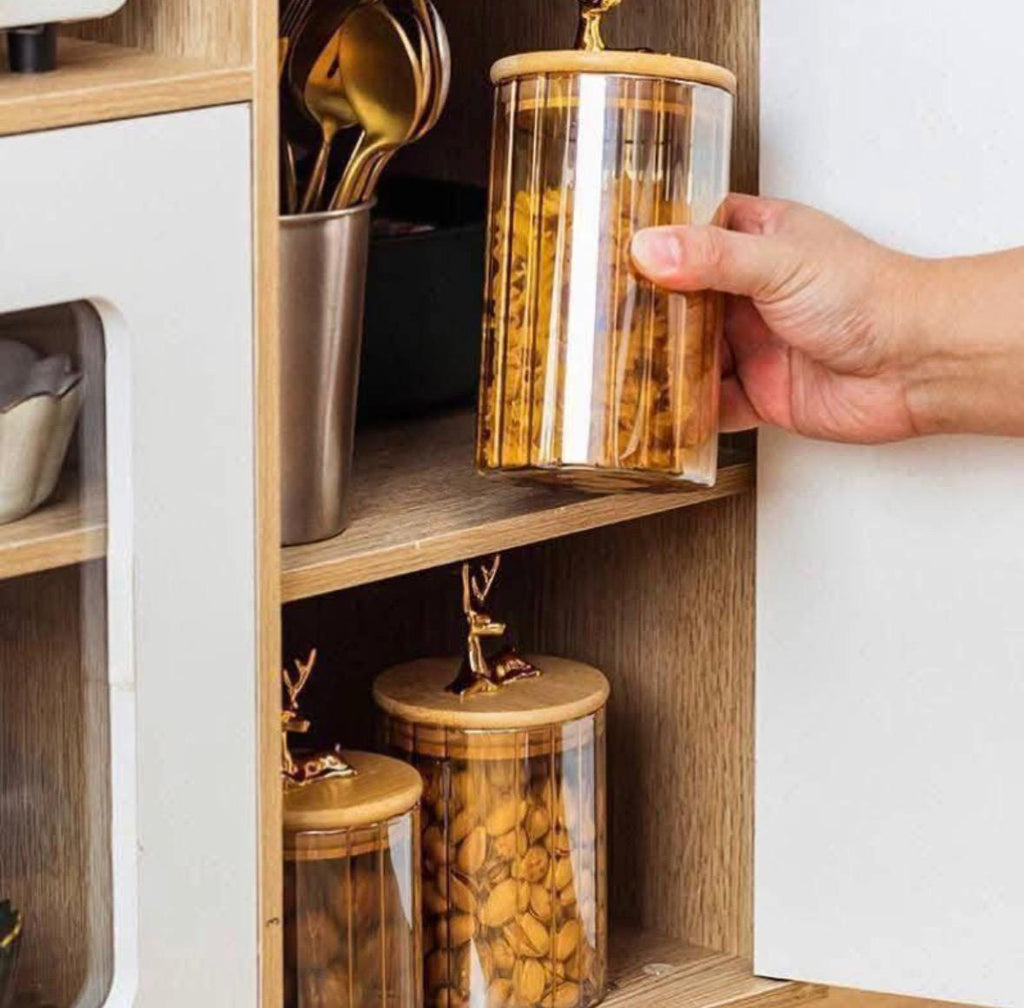 كاندي جار بيركس | Glass Storage Jar with Bamboo Lid