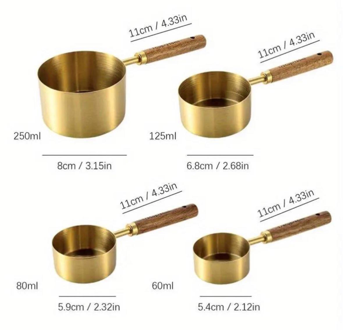 طقم معيار أكواب استانليس جولد 4×1 | Gold Stainless Measuring Cup Set
