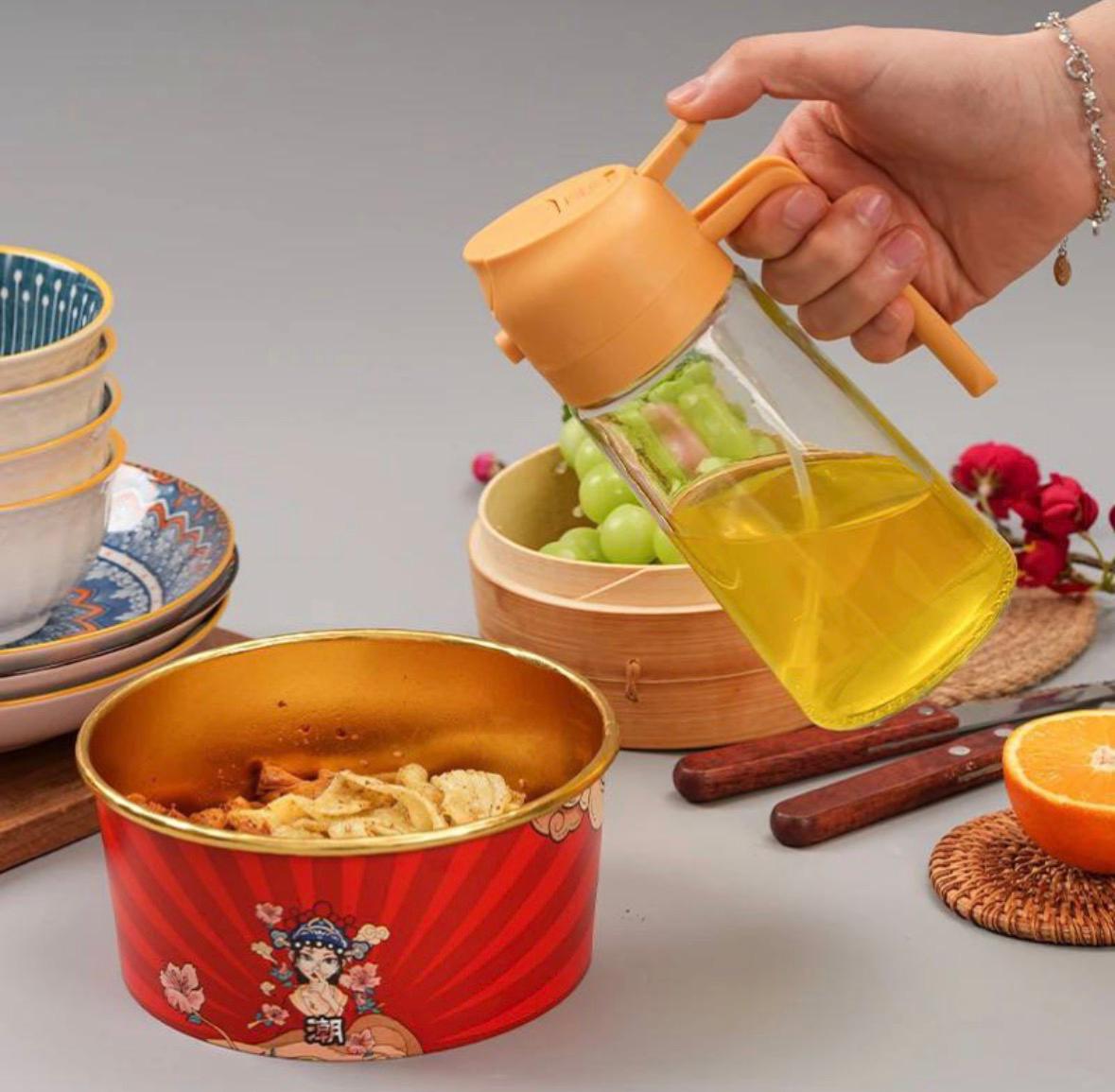 بخاخ + دورق زيت زجاج 2×1 | Glass Oil Sprayer & Dispenser