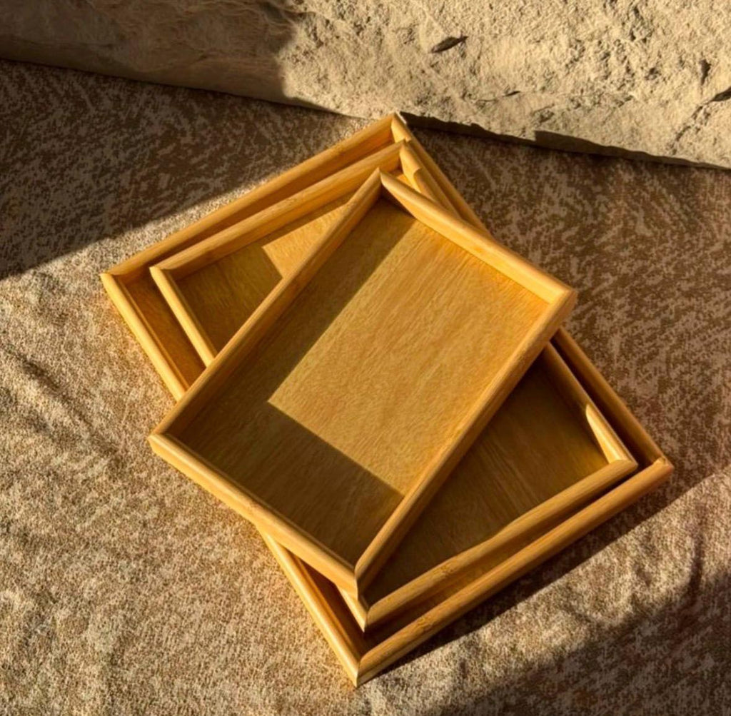 ✨ طقم صواني خشب MDF 3 قطع | MDF Serving Tray Set