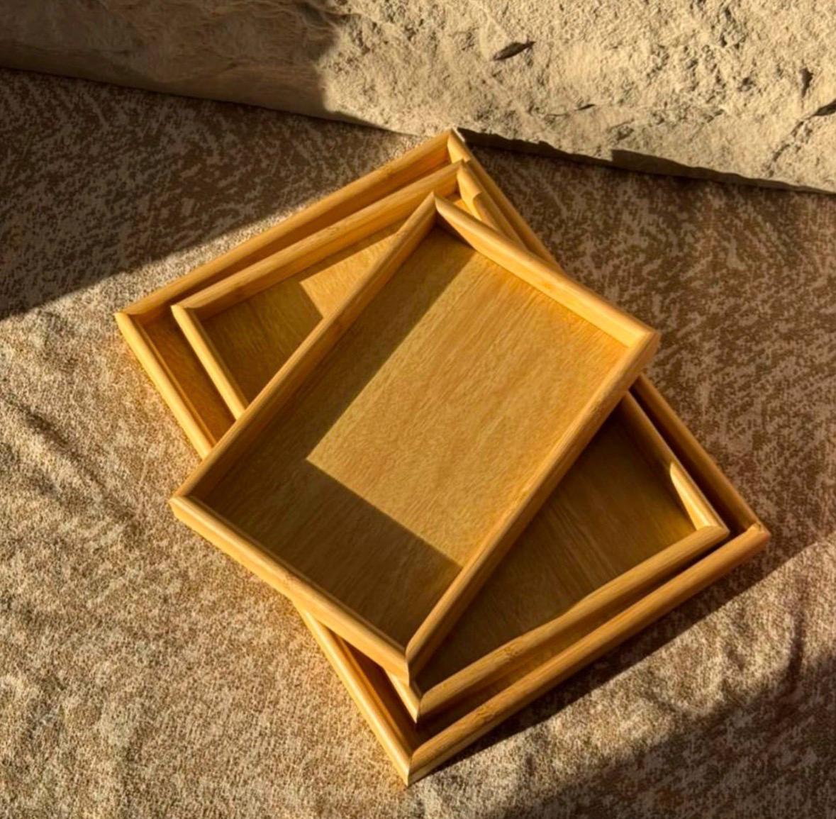 ✨ طقم صواني خشب MDF 3 قطع | MDF Serving Tray Set